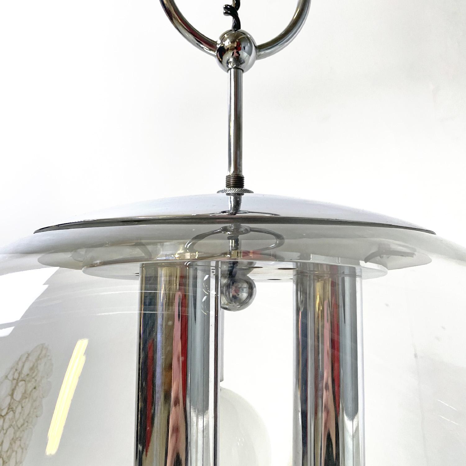 Italian modern Murano glass and chromed steel chandelier by La Murrina, 1970s For Sale 2