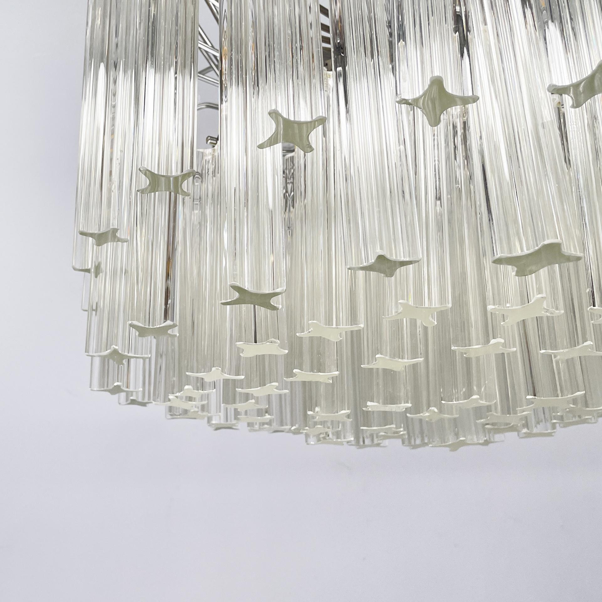 Metallo Italian modern Murano glass chandelier by Murano Due, 1970s in vendita