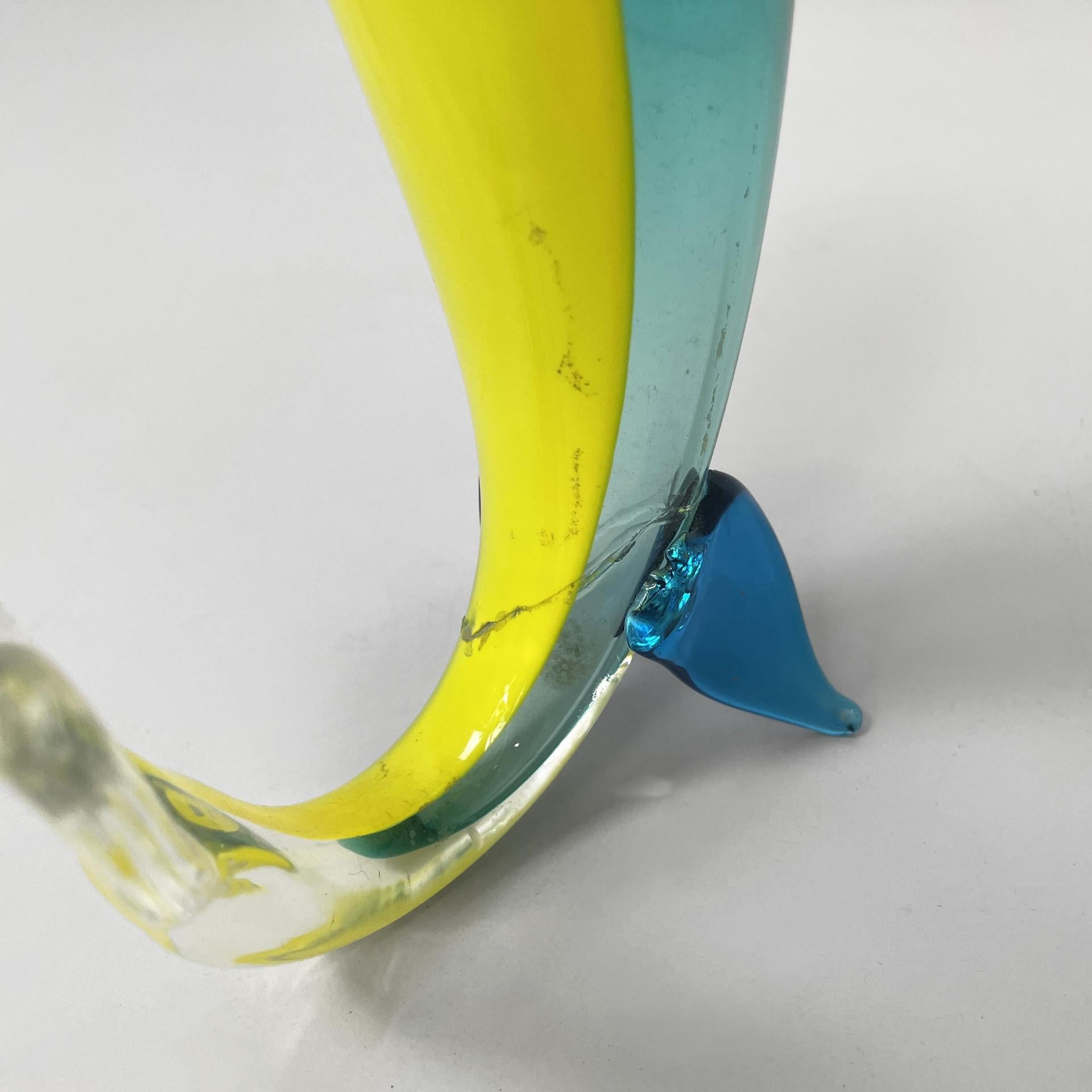 Italian modern Murano glass fish sculpture by Fulvio Bianconi for Venini, 1990s For Sale 3