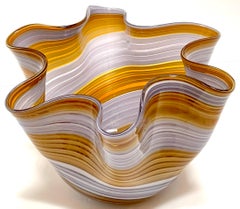 Italian Modern Murano Glass 'Handkerchief' Bowl in Earth Tones