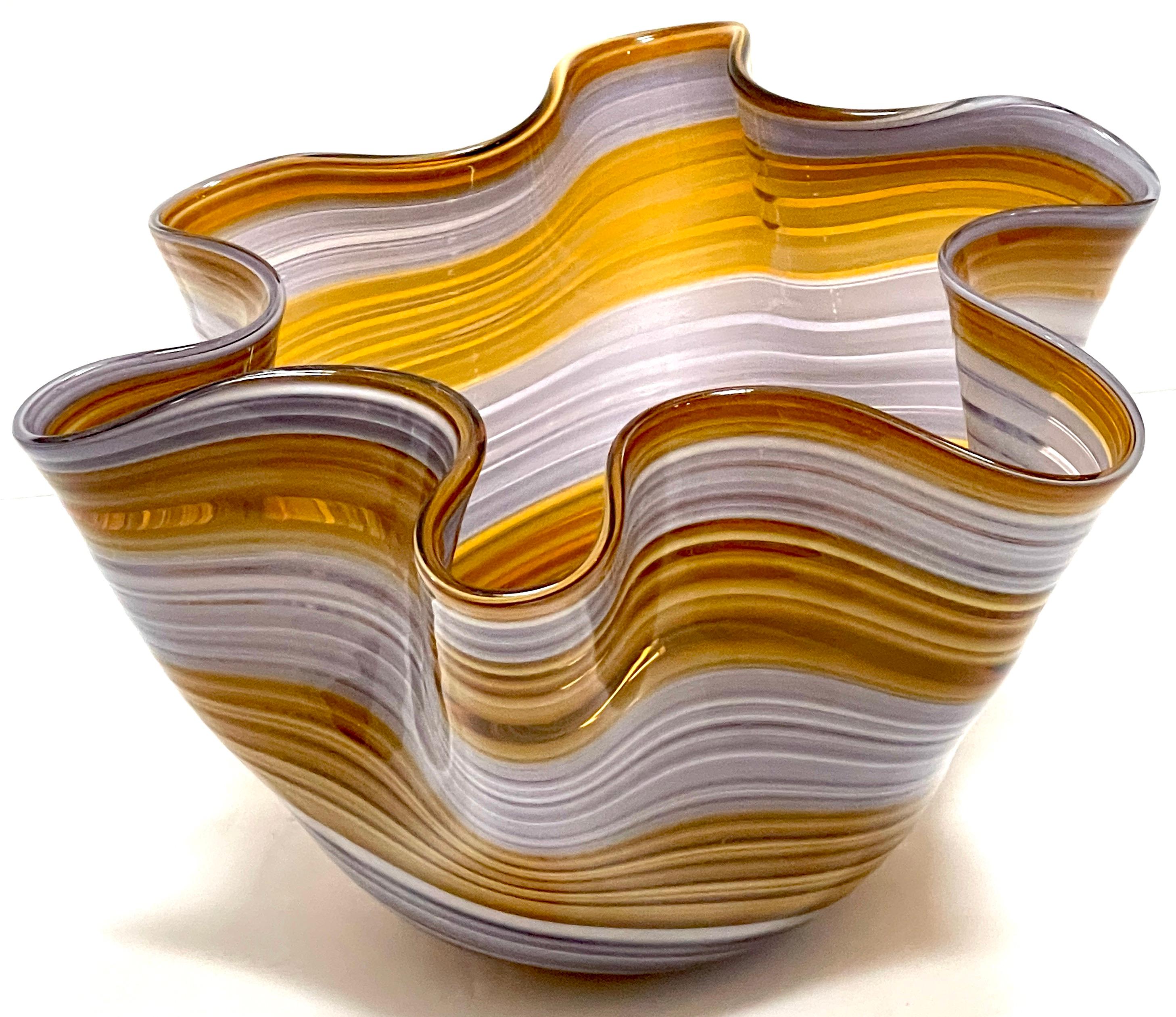 Italian Modern Murano Glass 'Handkerchief' Bowl in Earth Tones For Sale 1