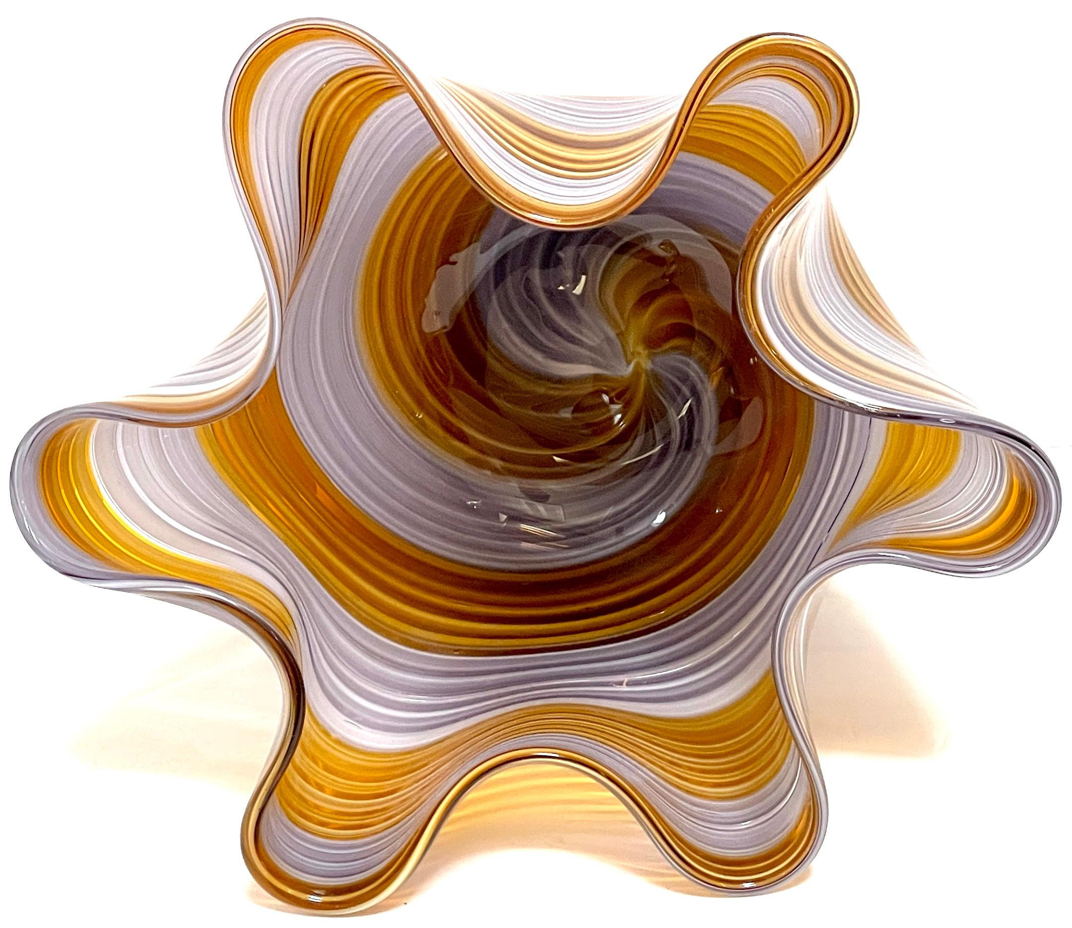 Italian Modern Murano Glass 'Handkerchief' Bowl in Earth Tones For Sale 5