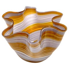 Vintage Italian Modern Murano Glass 'Handkerchief' Bowl in Earth Tones