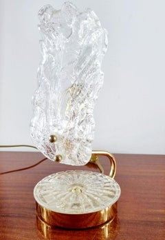 Italian Modern Murano Glass Leaf Table Lamp, Italy 70s