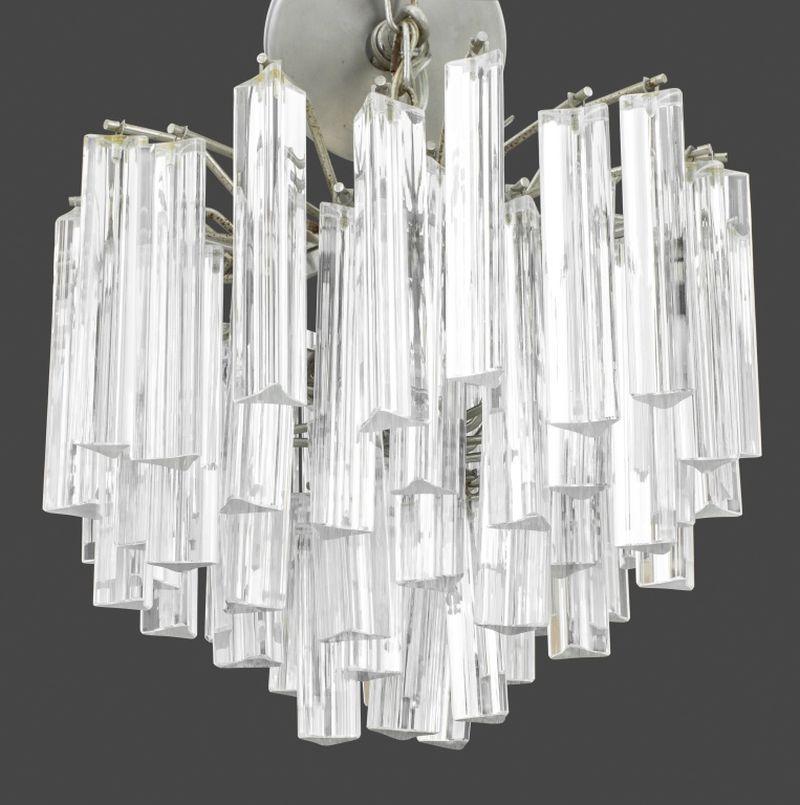 Italienischer Moderner Murano Glas Triedri Kronleuchter (Moderne der Mitte des Jahrhunderts) im Angebot