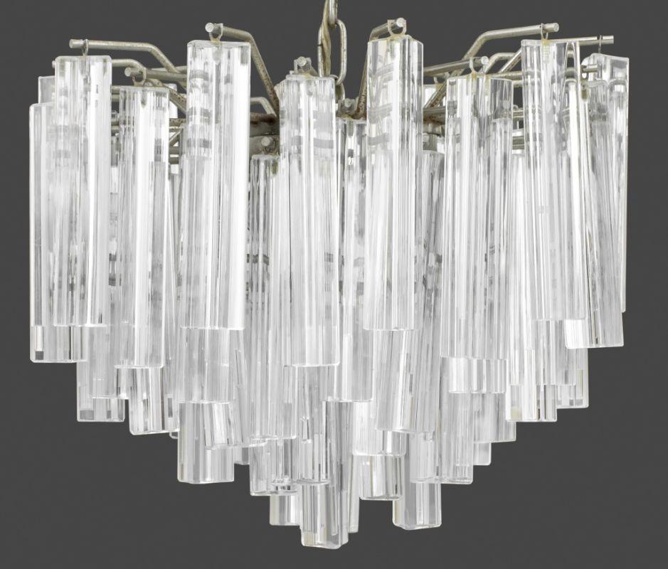 Italienischer Moderner Murano Glas Triedri Kronleuchter (Muranoglas) im Angebot