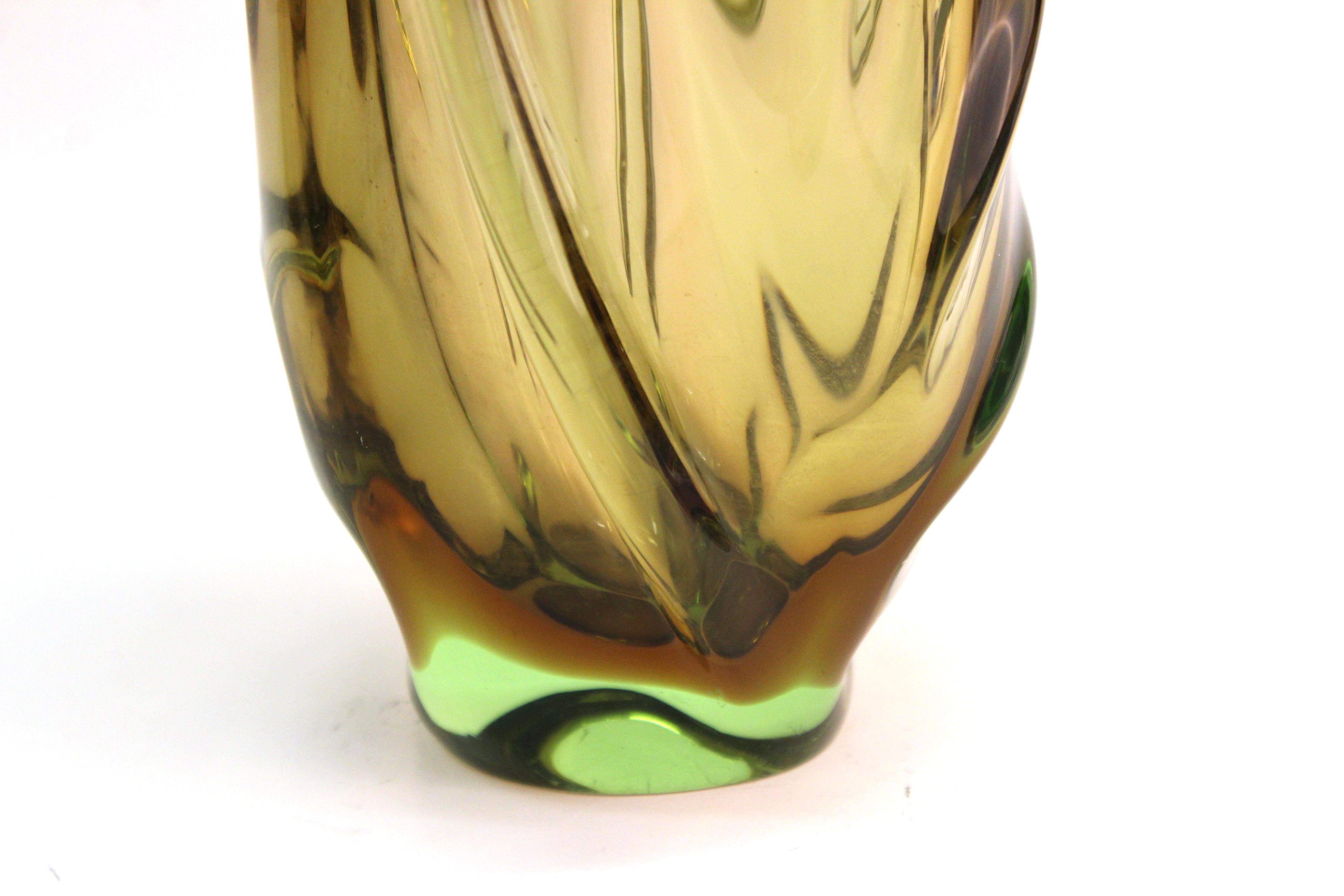 Italian Modern Murano Glass Vase in Smokey Green 1