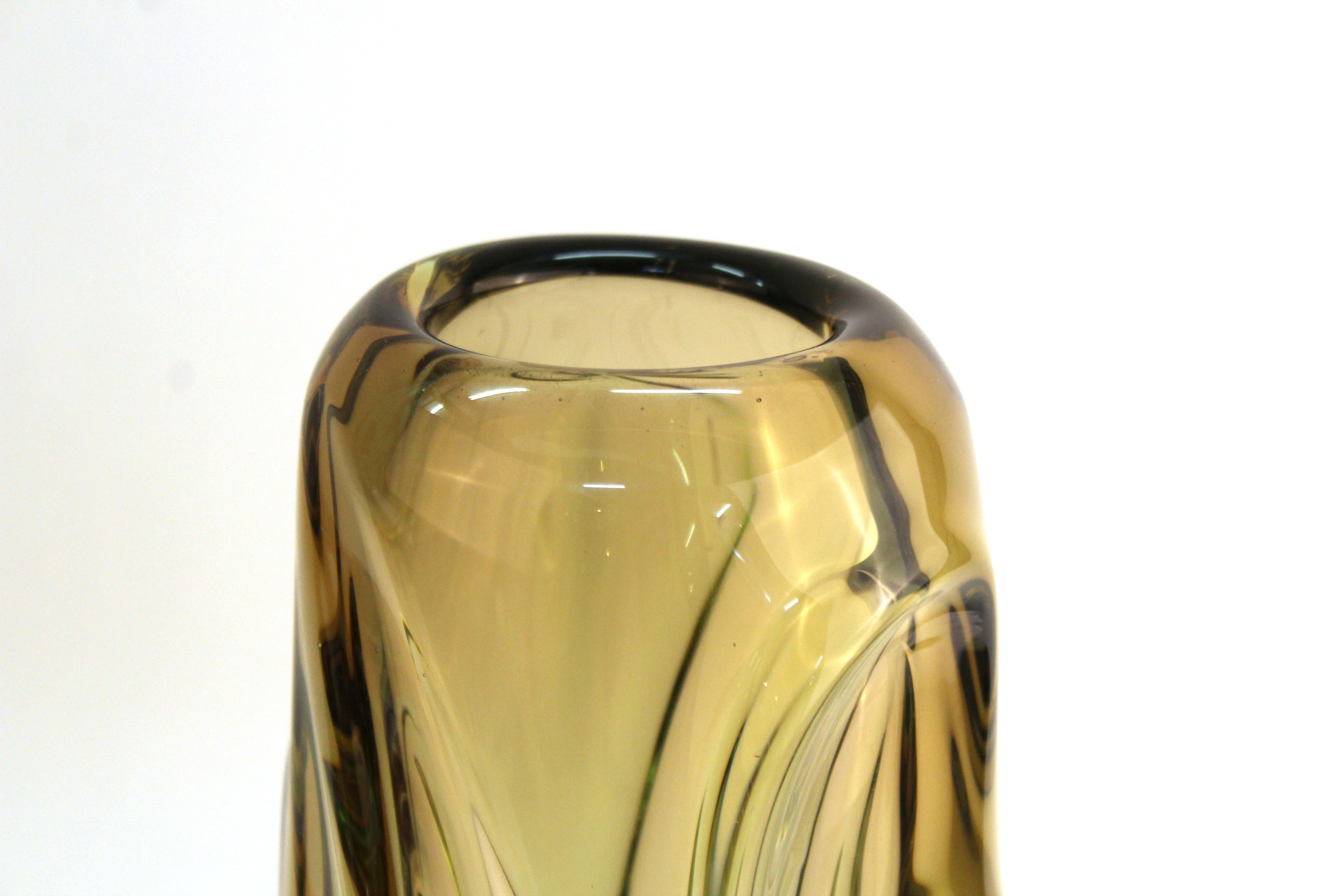 Italian Modern Murano Glass Vase in Smokey Green 2