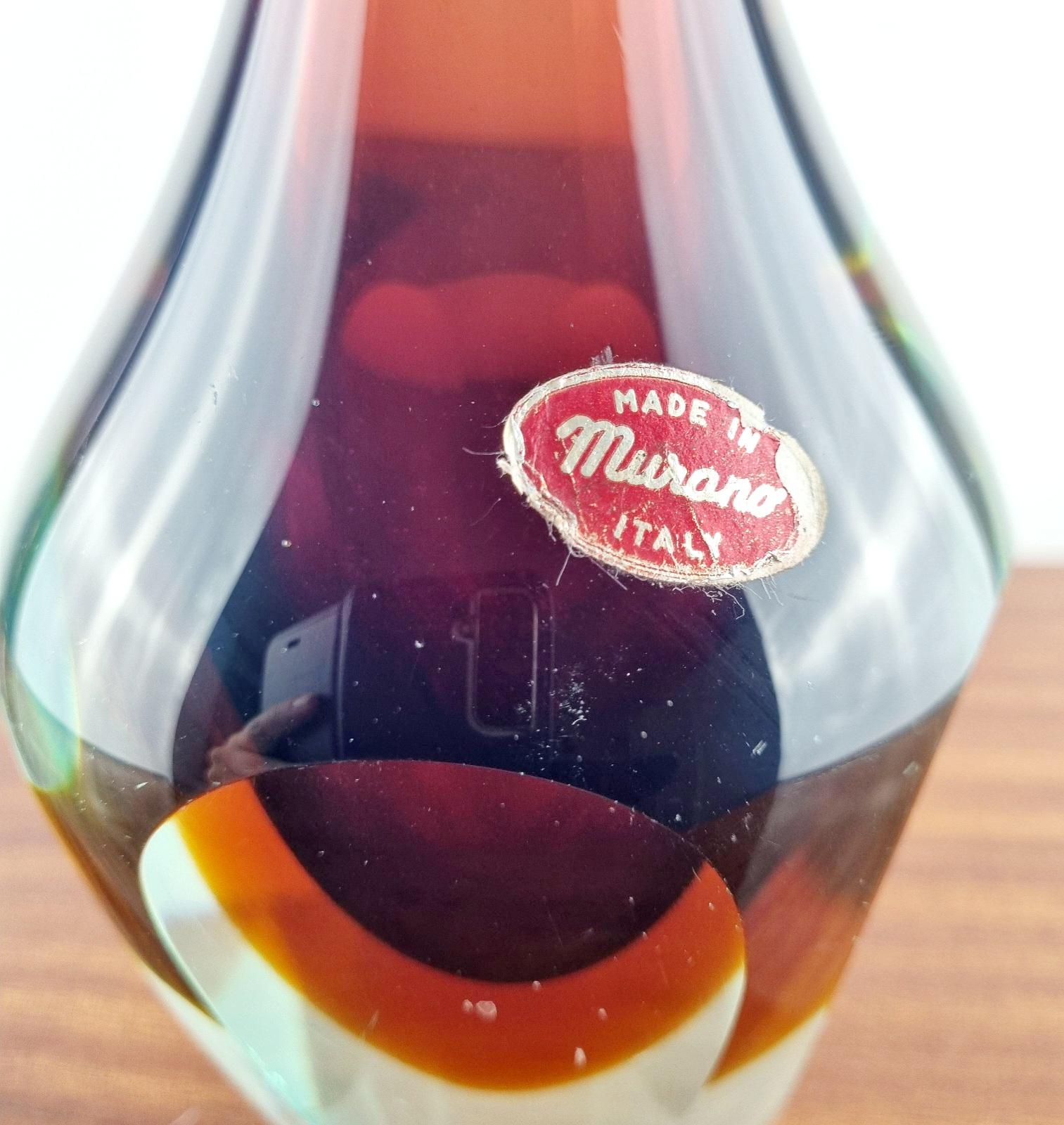 Jarrón moderno italiano de Murano Glass Sommerso de Flavio Poli, Italia, años 70 en venta 3