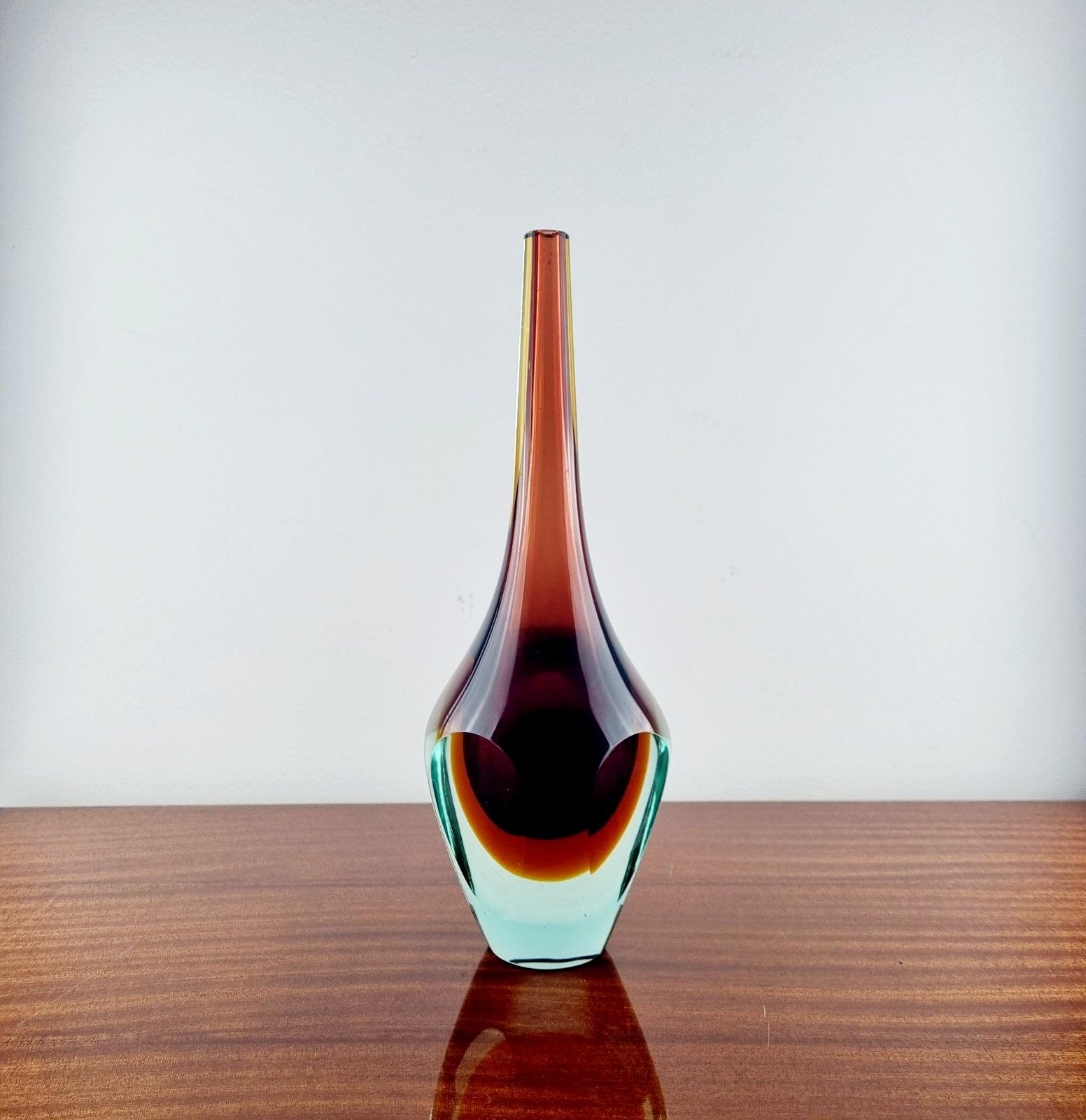 Jarrón moderno italiano de Murano Glass Sommerso de Flavio Poli, Italia, años 70 en venta 4