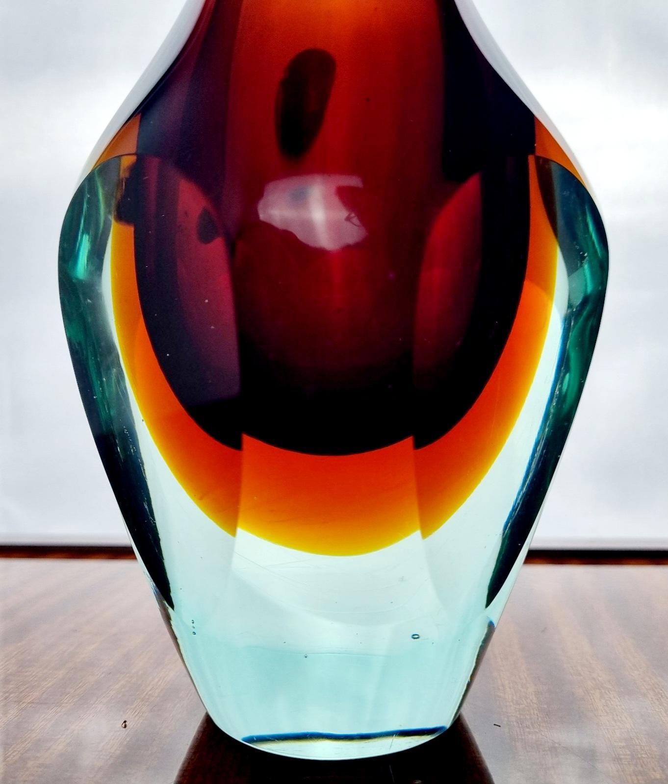 Jarrón moderno italiano de Murano Glass Sommerso de Flavio Poli, Italia, años 70 Moderno de mediados de siglo en venta