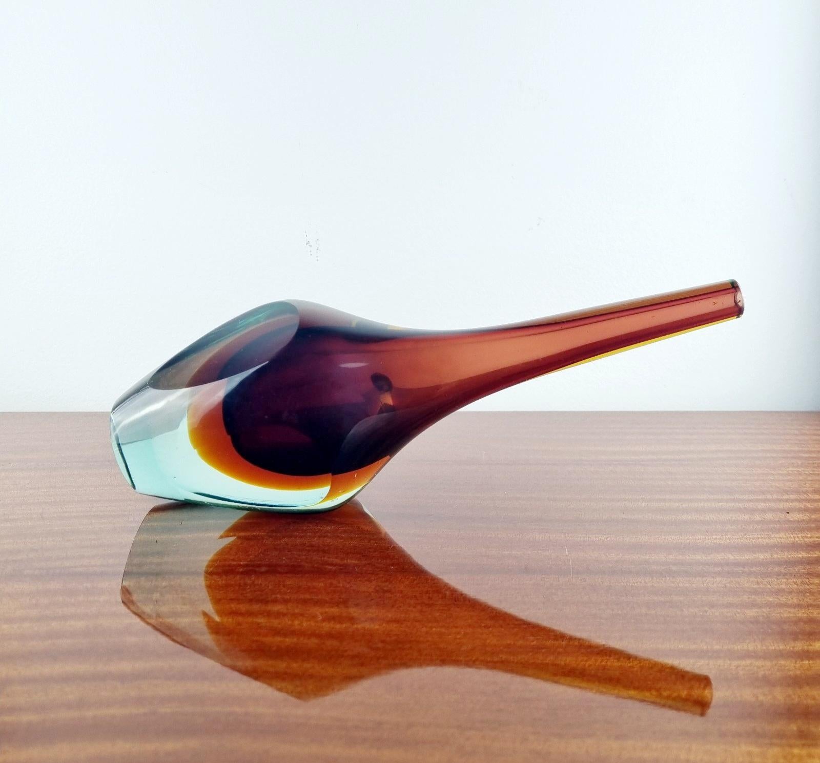Jarrón moderno italiano de Murano Glass Sommerso de Flavio Poli, Italia, años 70 Cristal de Murano en venta