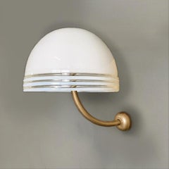 Italian modern Murano white glass and golden metal appliques by Leucos, 1980s