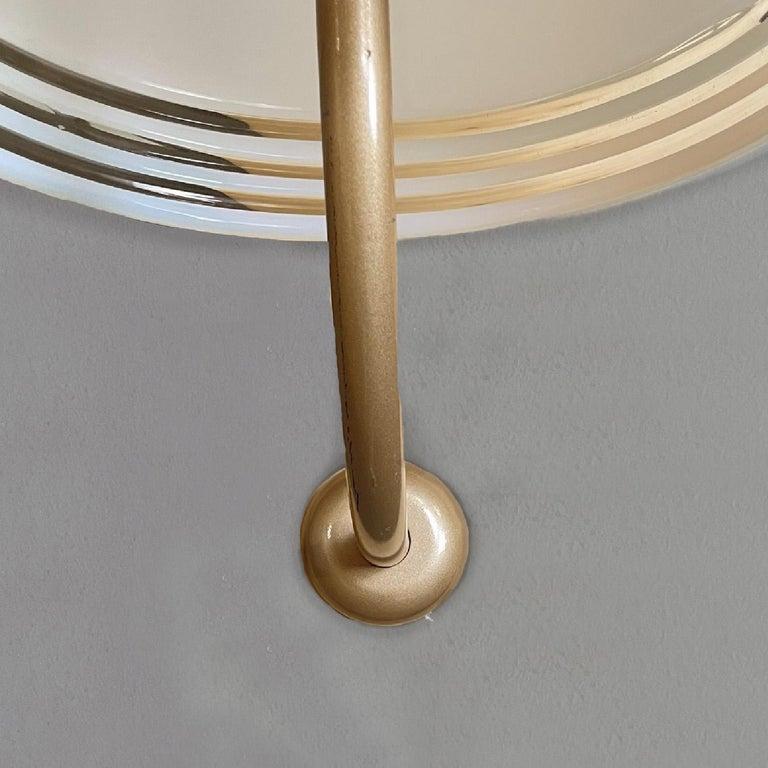 Italian modern Murano white glass and golden metal appliques by Leucos, 1980s In Good Condition For Sale In MIlano, IT