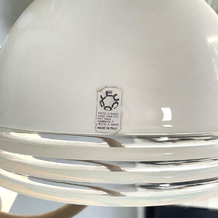 Italian modern Murano white glass and golden metal appliques by Leucos, 1980s For Sale 2