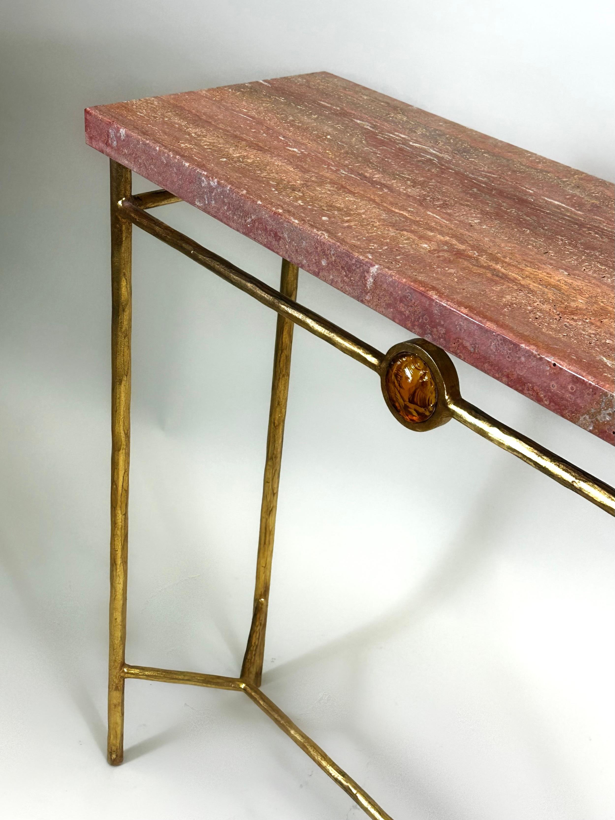 Consoles italiennes modernes néoclassiques en fer doré et cristal, Giovanni Banci & Hermes en vente 1