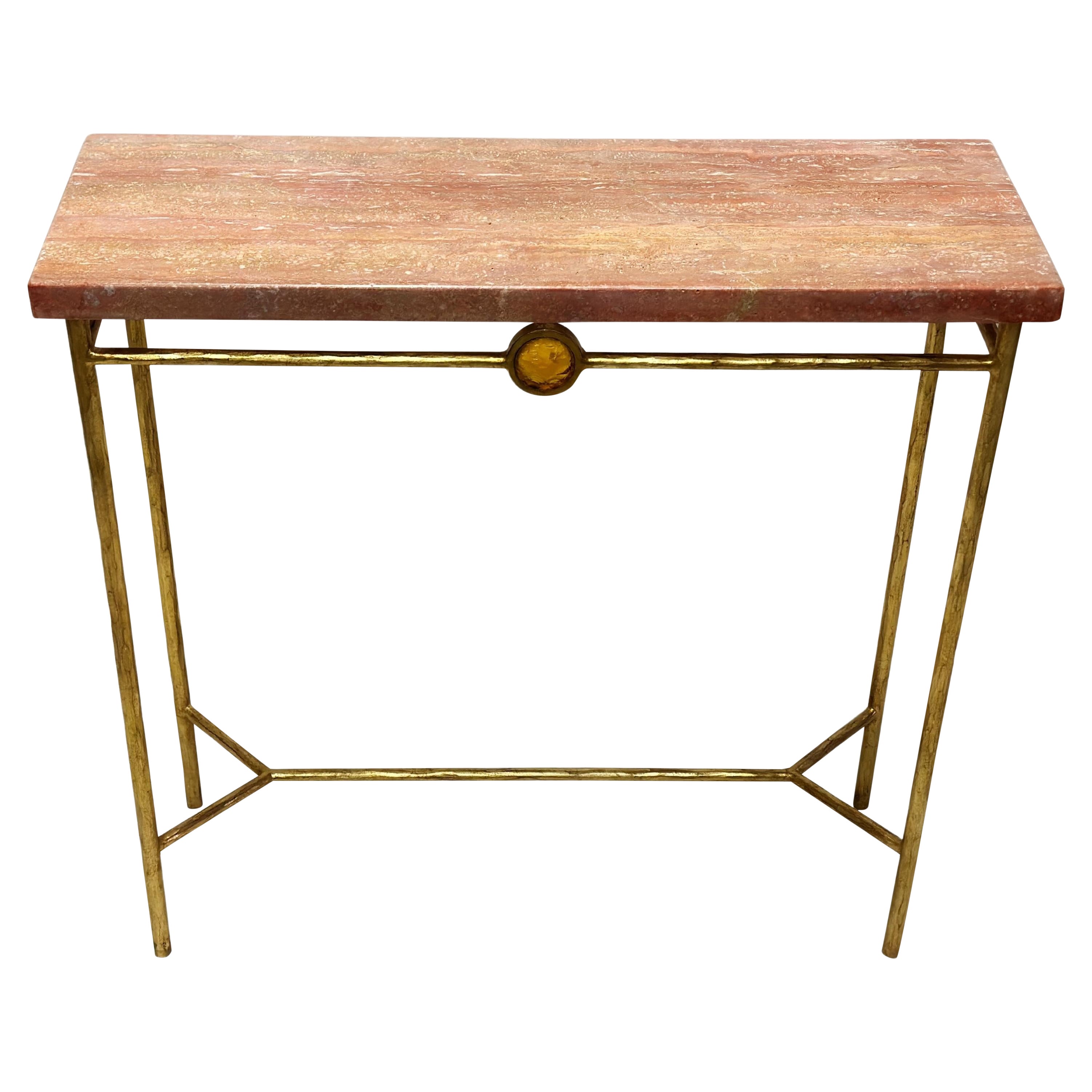 Italian Modern Neoclassic Gilt Iron & Crystal Consoles, Giovanni Banci & Hermes