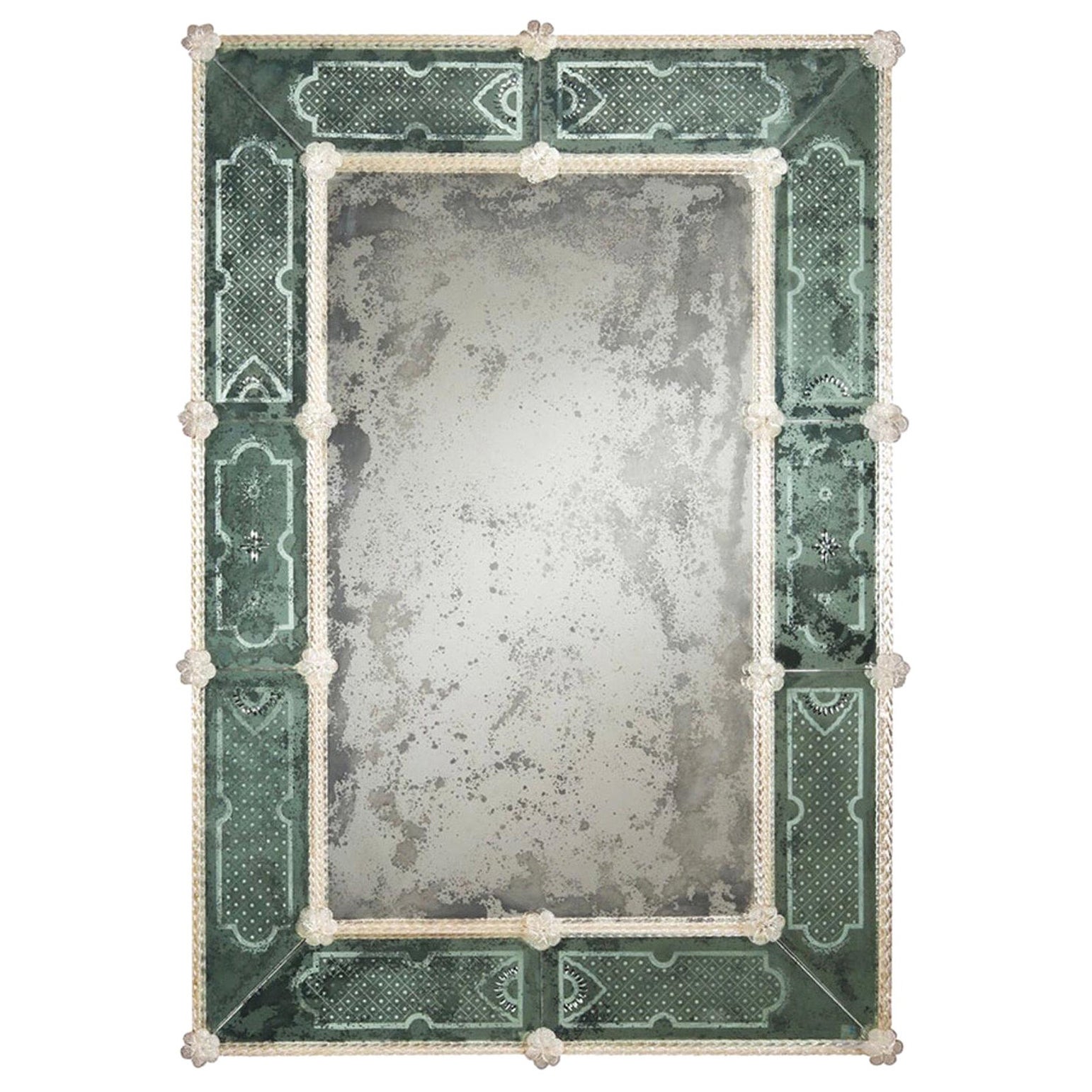 Italian Modern Neoclassical 18 Century Style Venetian /Murano Glass Mirror, Tosi