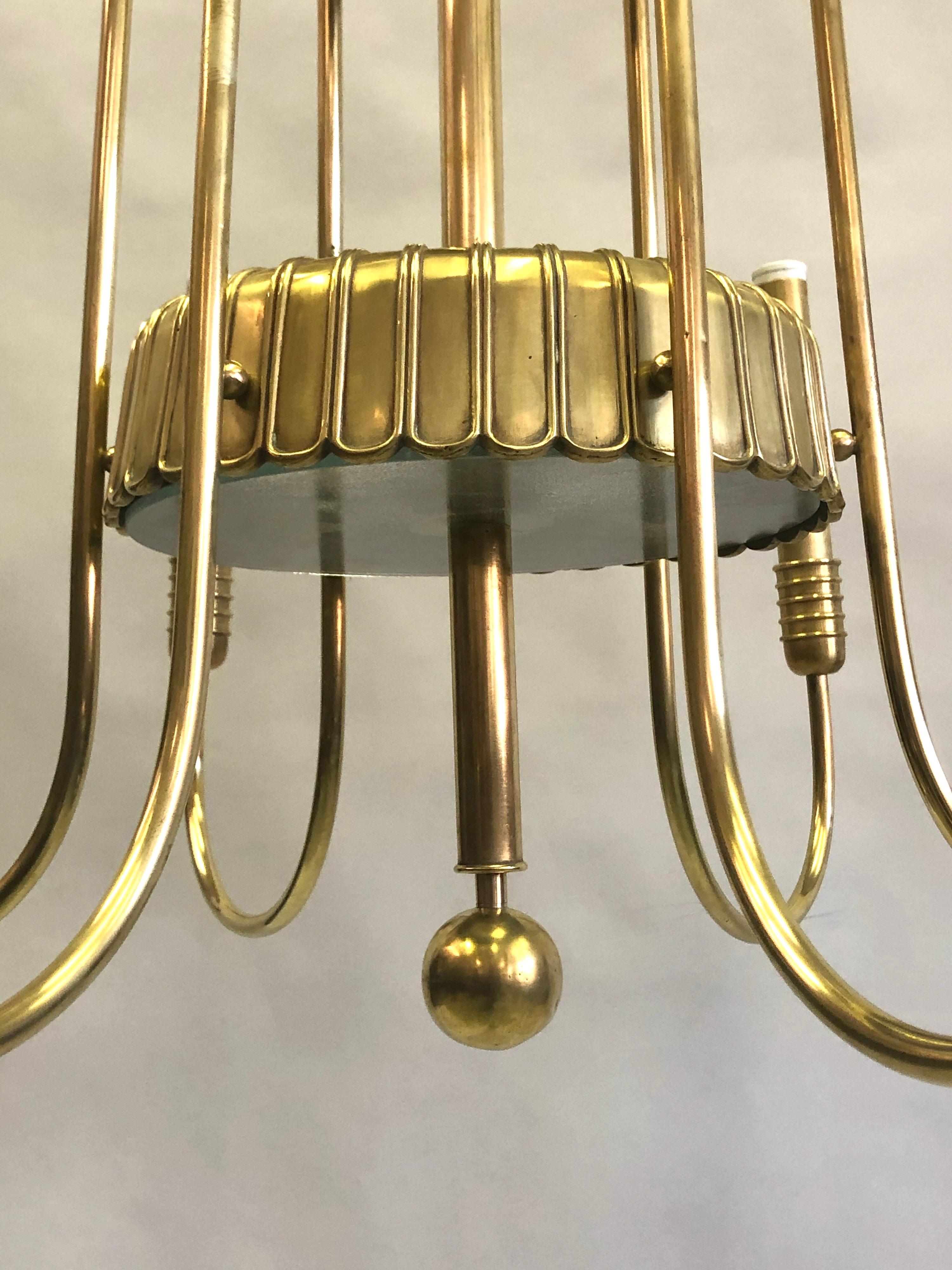 20th Century Italian Modern Neoclassical Brass Chandelier by Luigi Brusotti