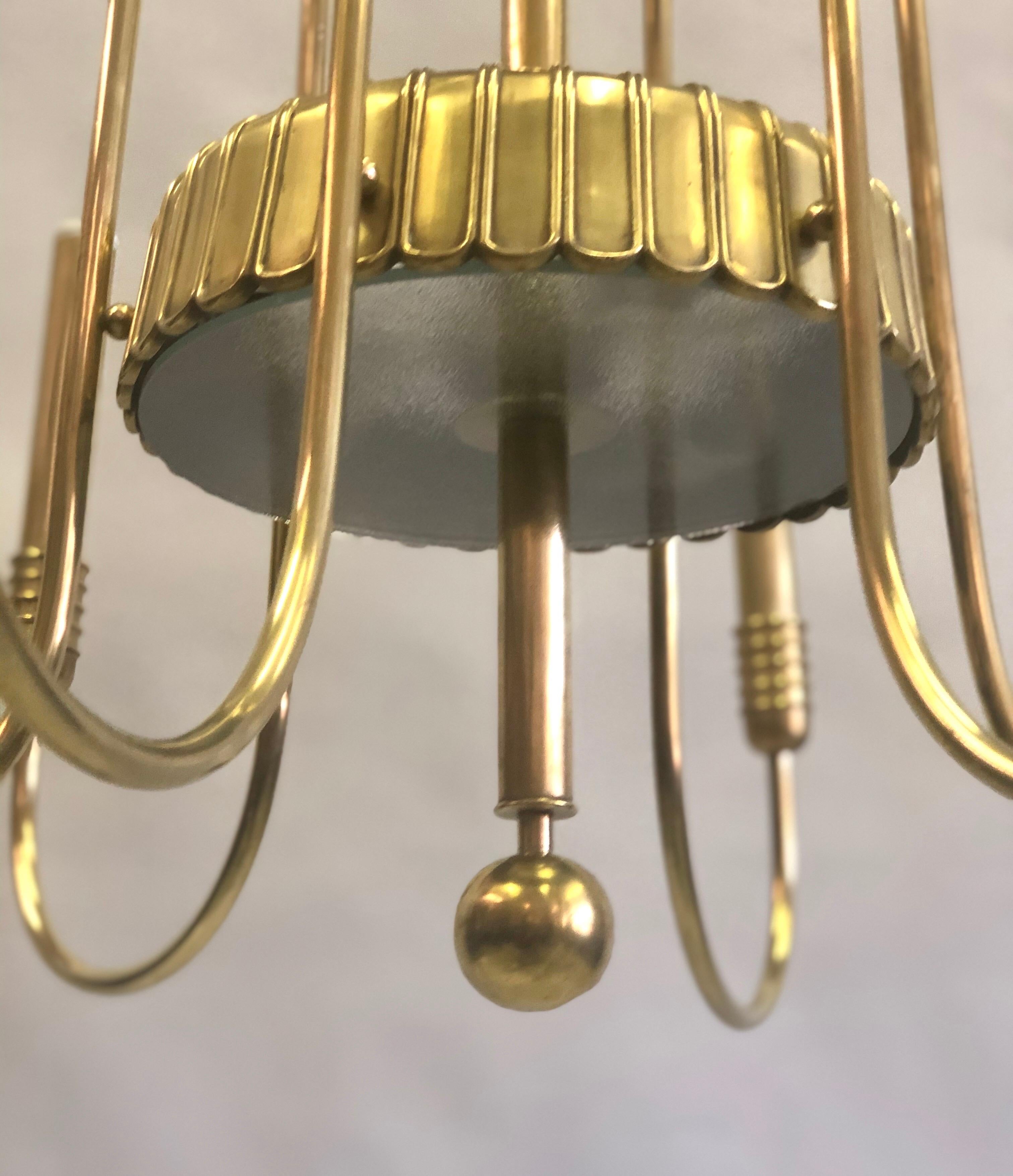 Italian Modern Neoclassical Brass Chandelier by Luigi Brusotti 1