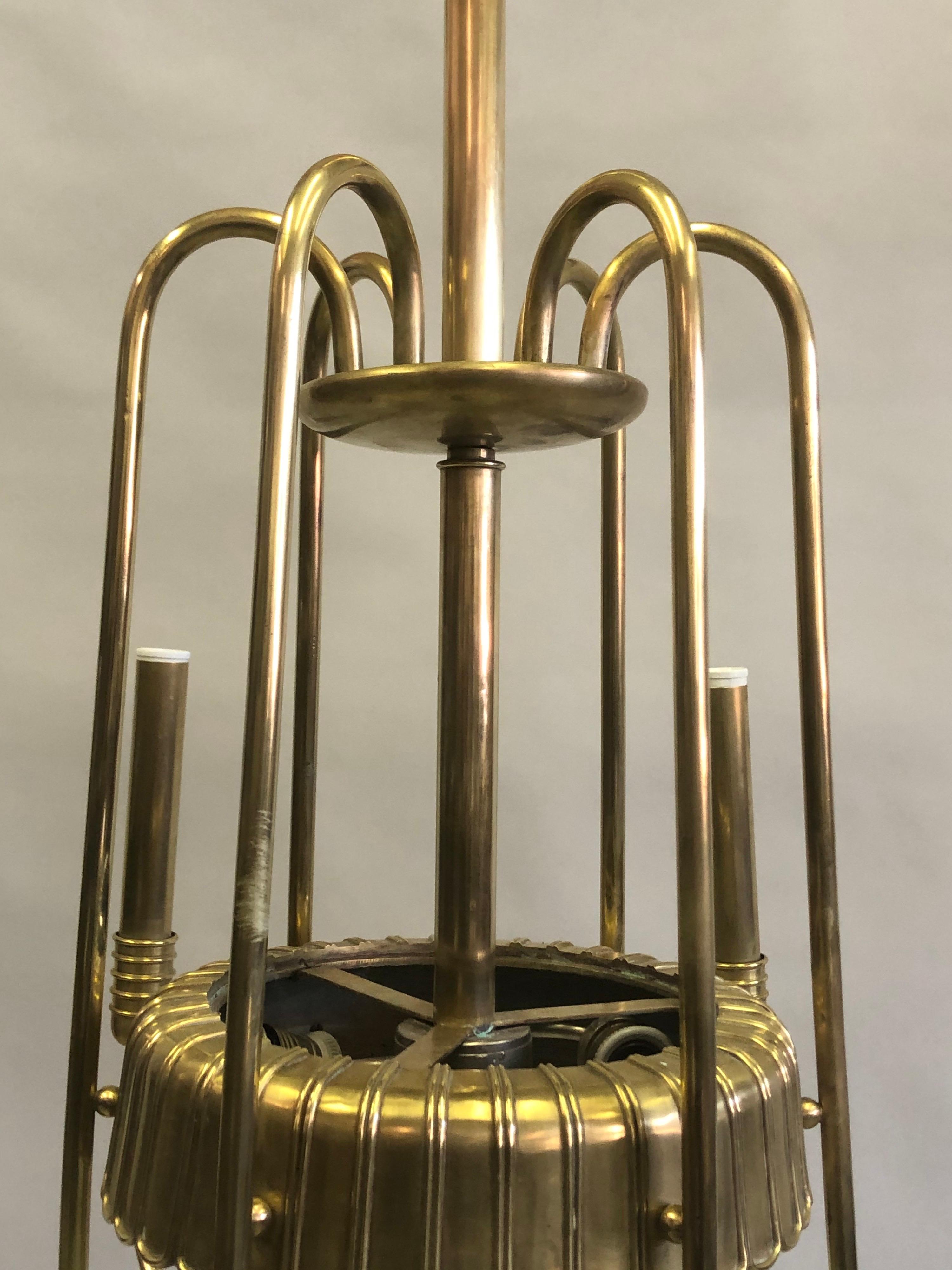Italian Modern Neoclassical Brass Chandelier by Luigi Brusotti 3