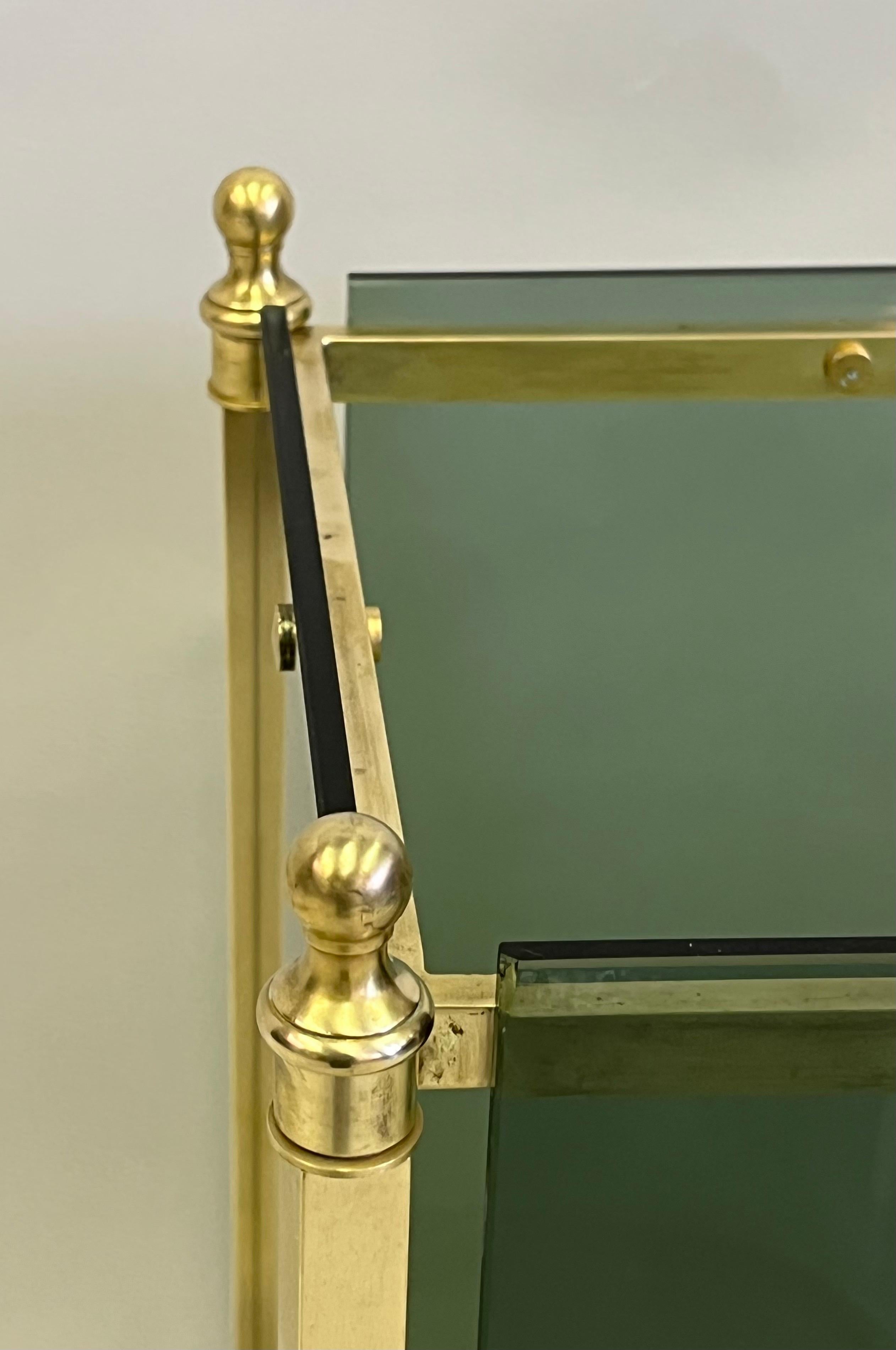 Italian Modern Neoclassical Brass & Green Glass Umbrella Stand by Fontana Arte For Sale 6