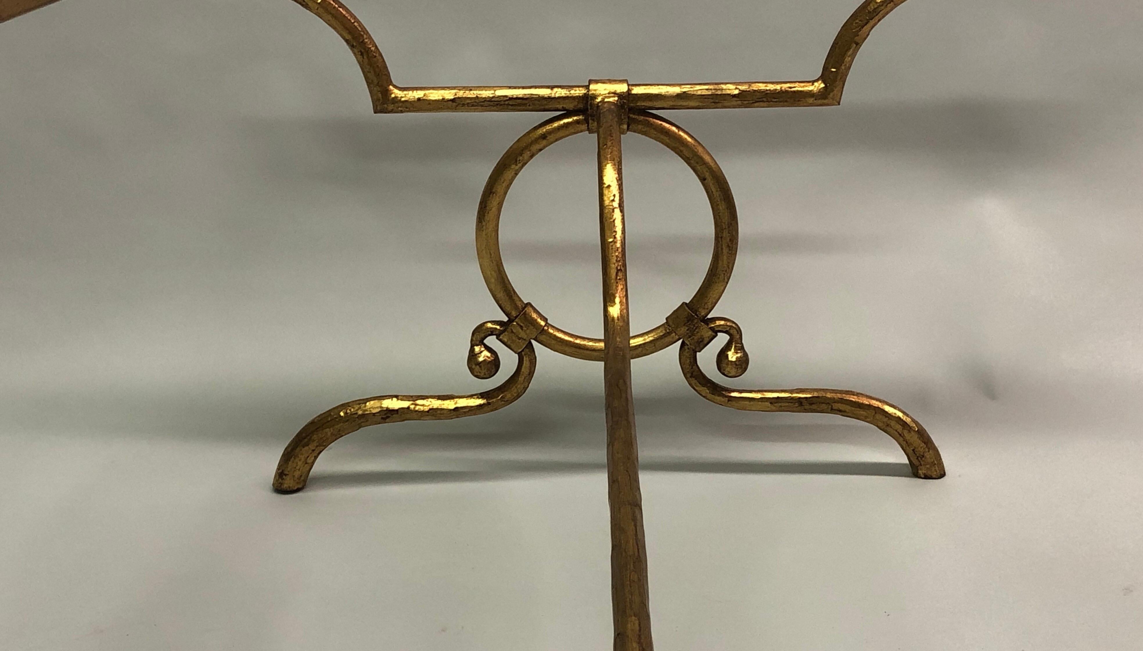 Italian Modern Neoclassical Gilt Iron Coffee Table by Giovanni Banci for Hermès For Sale 1