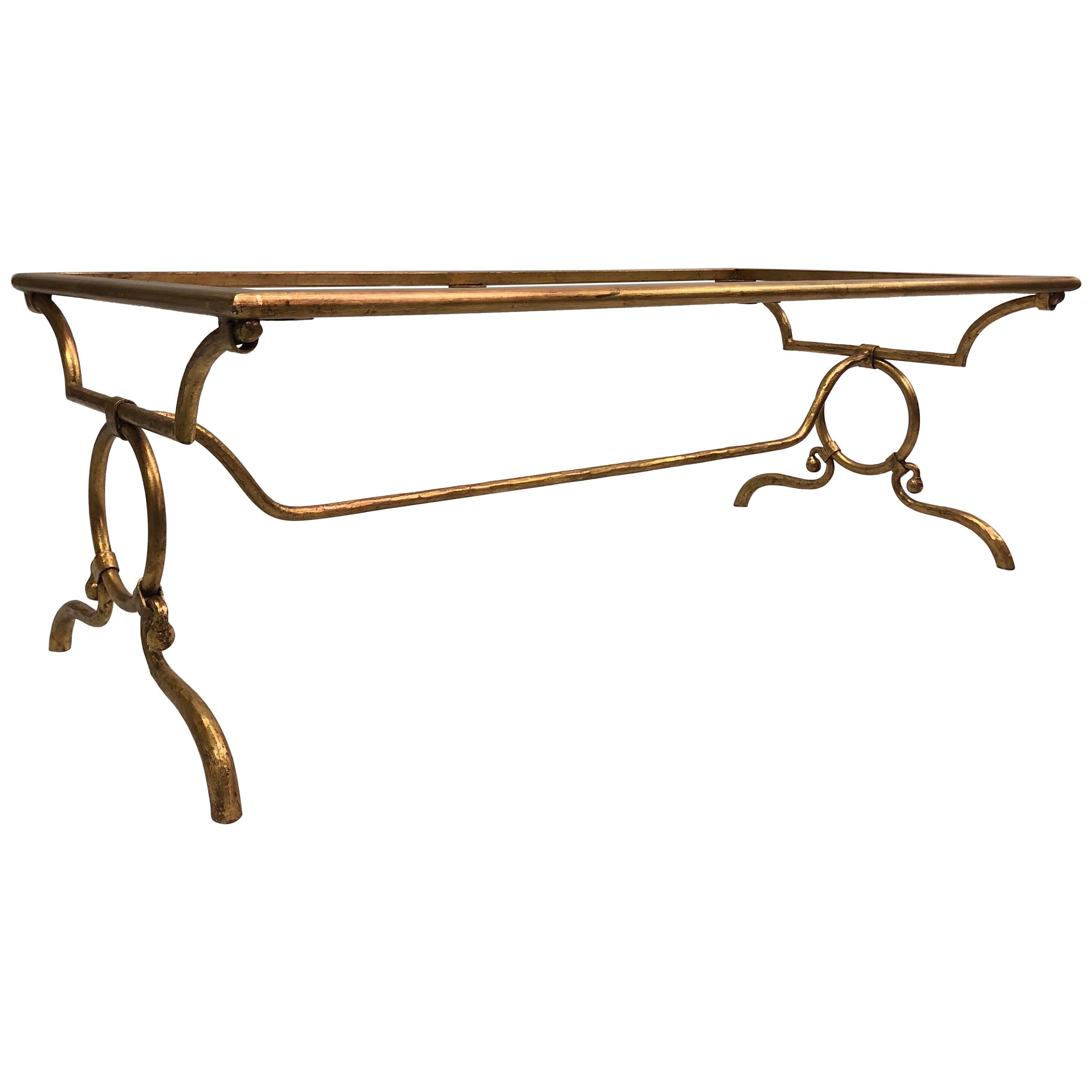 Italian Modern Neoclassical Gilt Iron Coffee Table by Giovanni Banci for Hermès For Sale