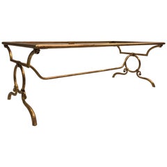 Italian Modern Neoclassical Gilt Iron Coffee Table by Giovanni Banci for Hermès