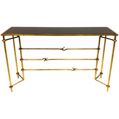 Italian Modern Neoclassical Gilt Iron Console by Giovanni Banci for Hermes