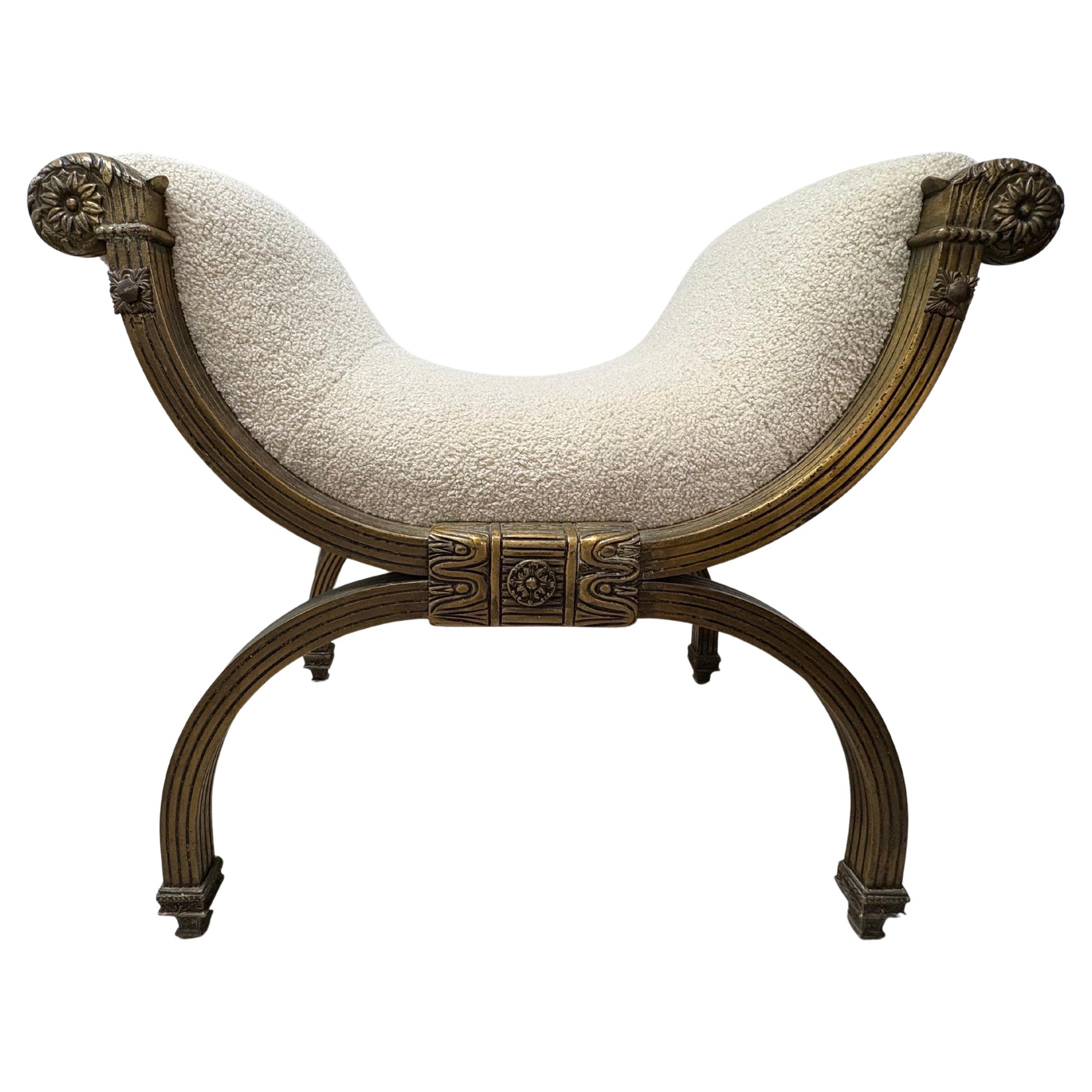 Italian Modern Neoclassical Style Bronze Curule Bench