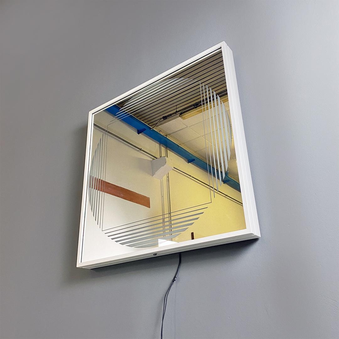 Italienischer moderner neonbeleuchteter quadratischer Spiegel von Gianni Celada für Fontana Arte 1970 im Angebot 1