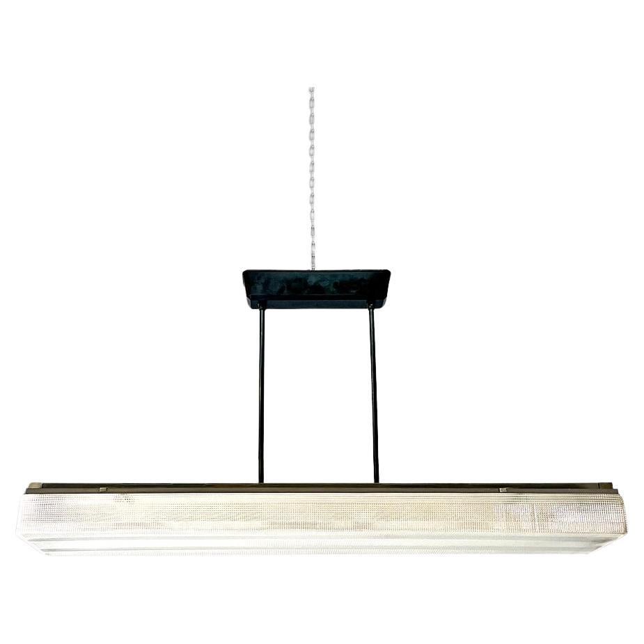 Italian modern neon ceiling chandelier with black metal structure, 1980s