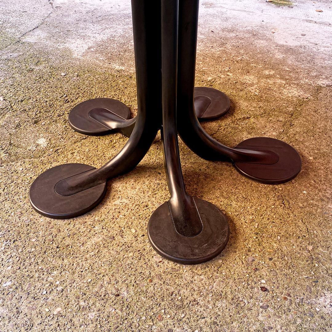 Italian Modern Oak and Black Metal Round Table by Tobia Scarpa for Unifor, 1980s 6