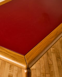 Italian Modern Oak and Red Enameled Dining Table By Hans Von Klier