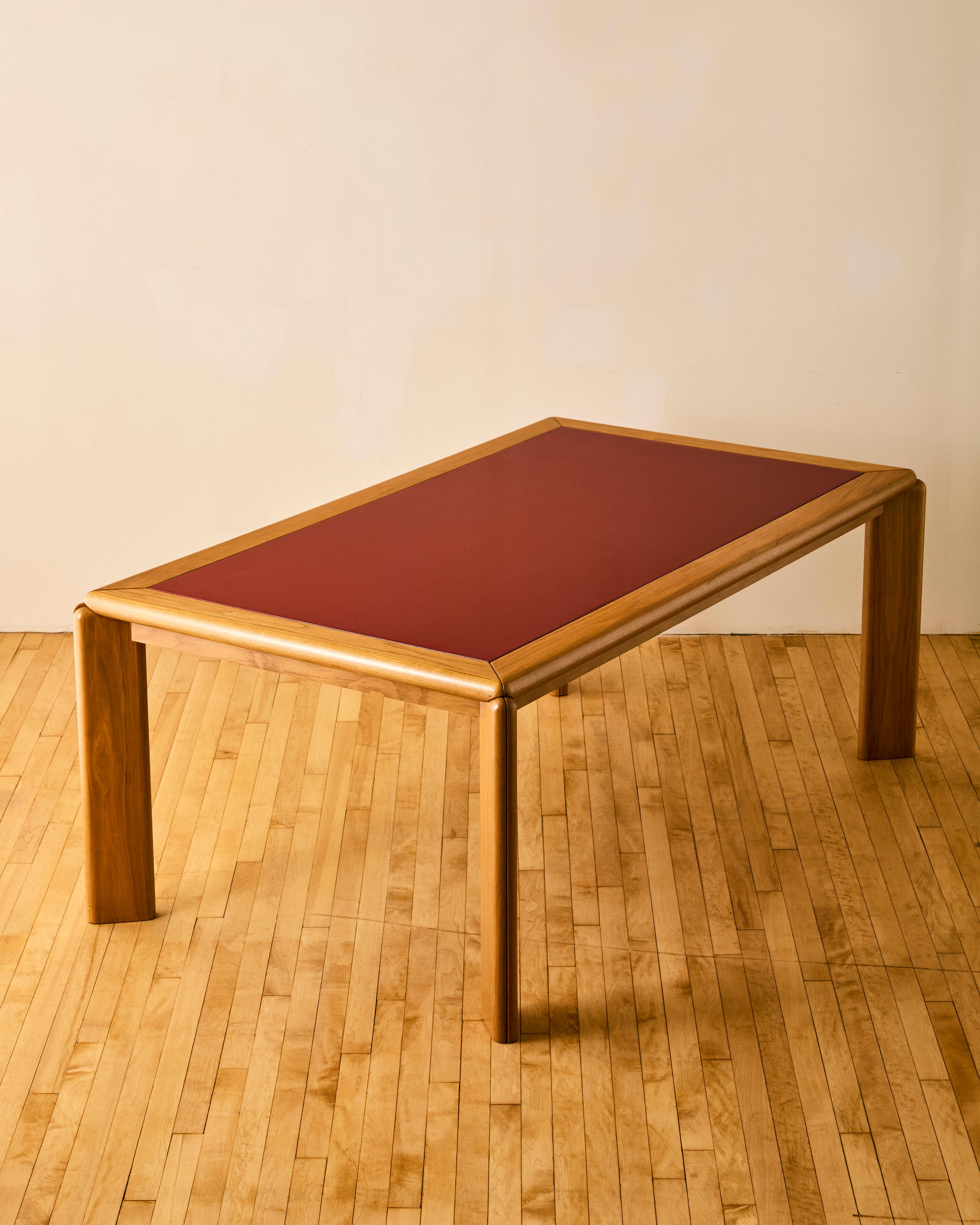 Italian Modern Oak and Red Enameled Dining Table By Hans Von Klier For Sale 2