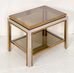 Italian Modern Occasional Table of Brass, Chrome, and Smoked Glass by Romeo Rega