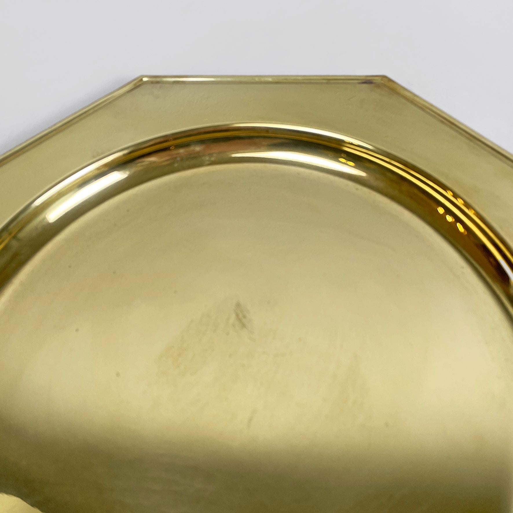 Italian modern octagonal brass centerpiece, serving plates or tray, 1970s 4