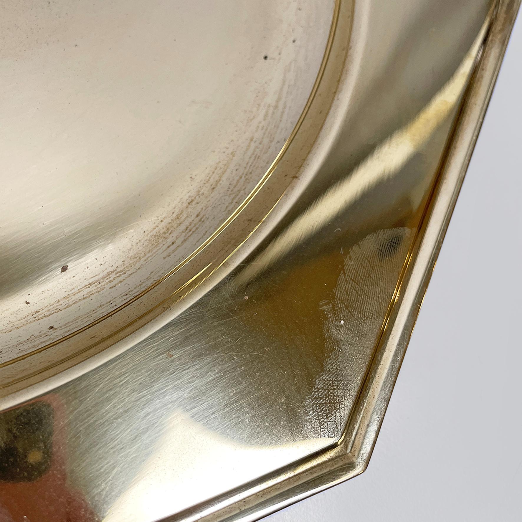 Italian modern octagonal brass centerpiece, serving plates or tray, 1970s In Good Condition In MIlano, IT