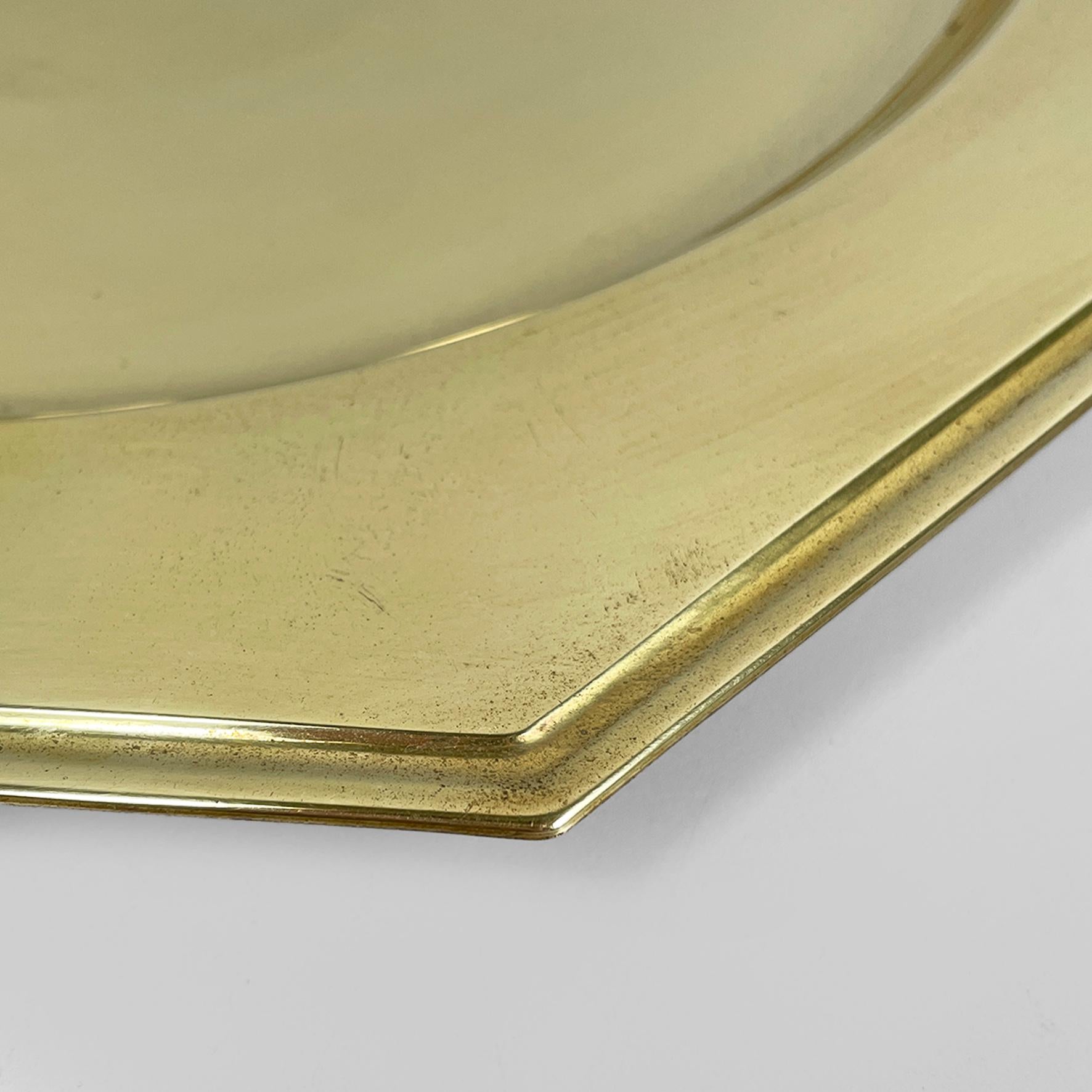 Brass Italian modern octagonal brass centerpiece, serving plates or tray, 1970s