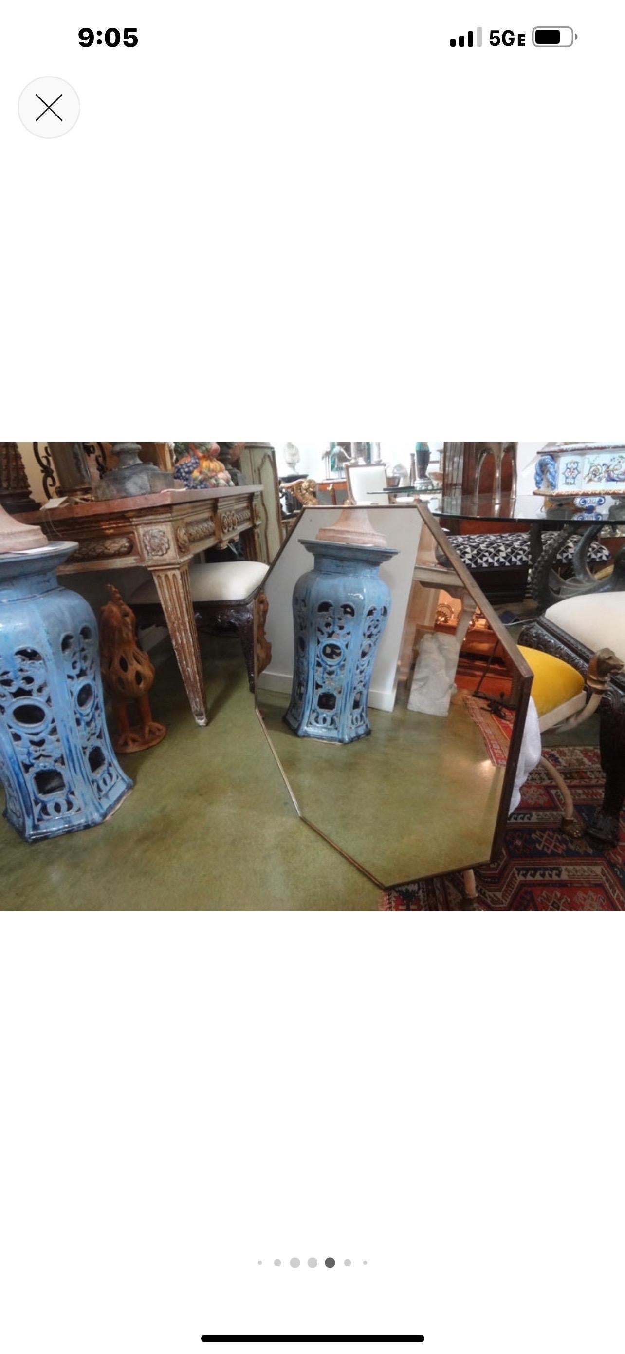 Mid-Century moderno Specchio ottagonale moderno italiano in ottone in vendita