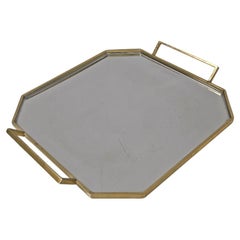 Italian modern octagonal mirrored and gilded steel tray by Gottinghen, 1970s
