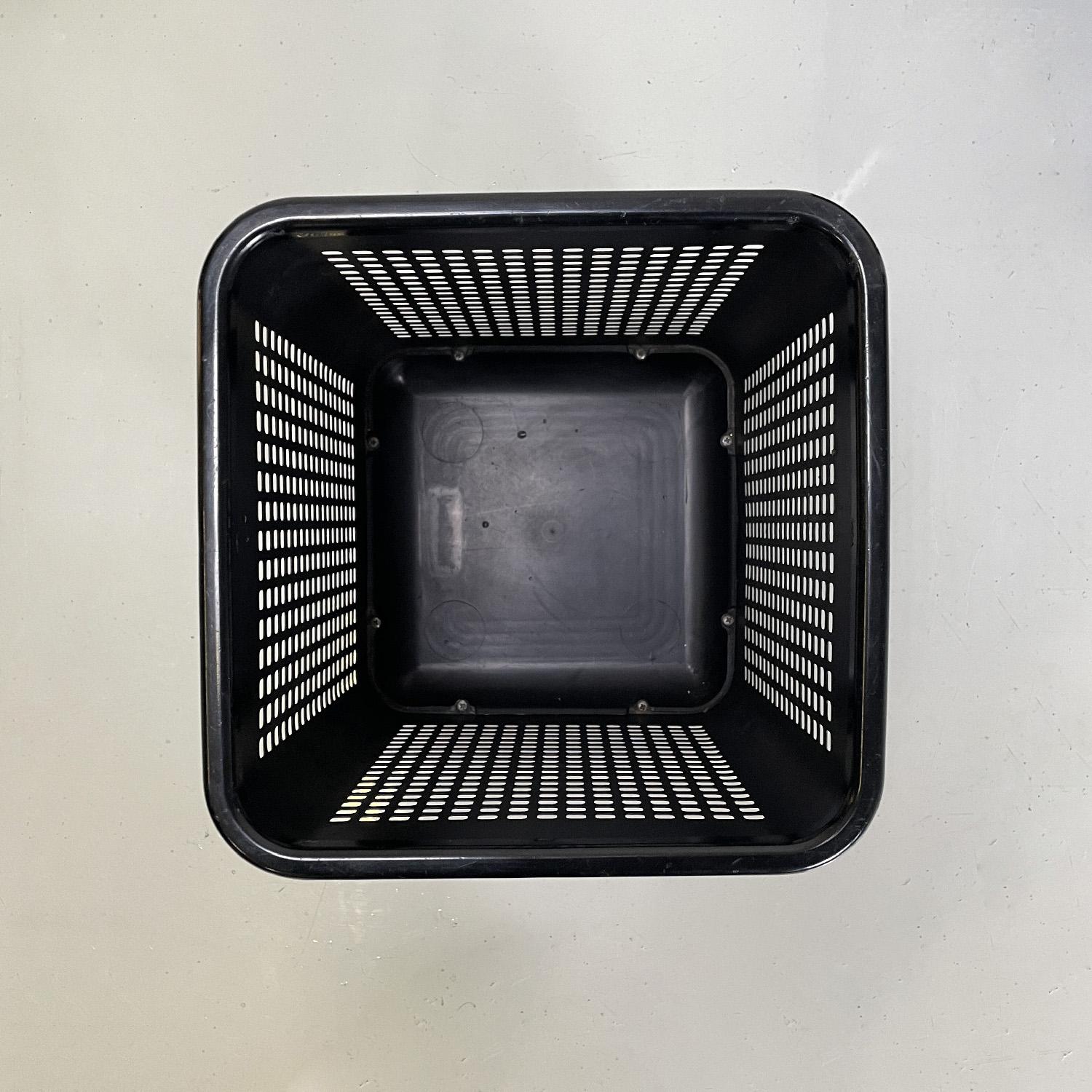 Moderne italienische Bürokörbe aus schwarzem Metall und Kunststoff von Neolt, 1980er Jahre im Angebot 1