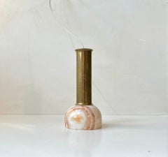 Pequeña lámpara colgante italiana moderna de mármol ónice y latón, años 70