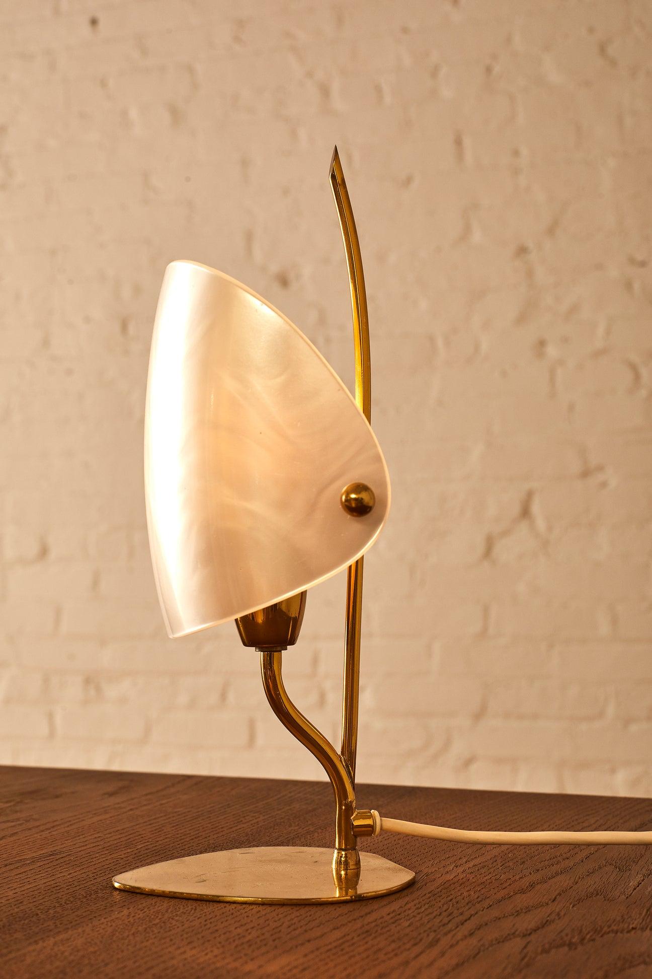 Brass Italian Modern Opal Miniature Table Lamp