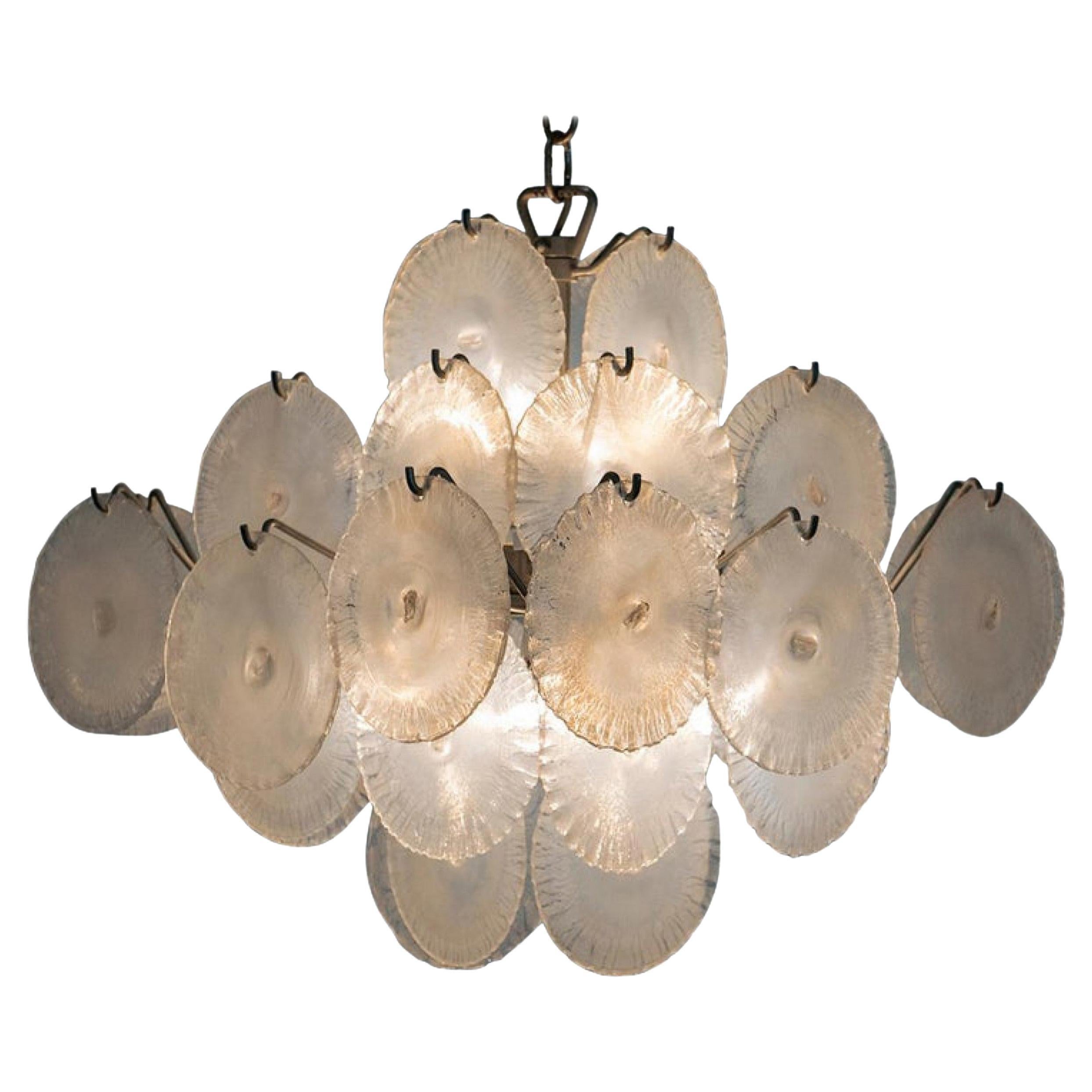 Italian Modern Opalescent Glass Chandelier, Carlo Nason