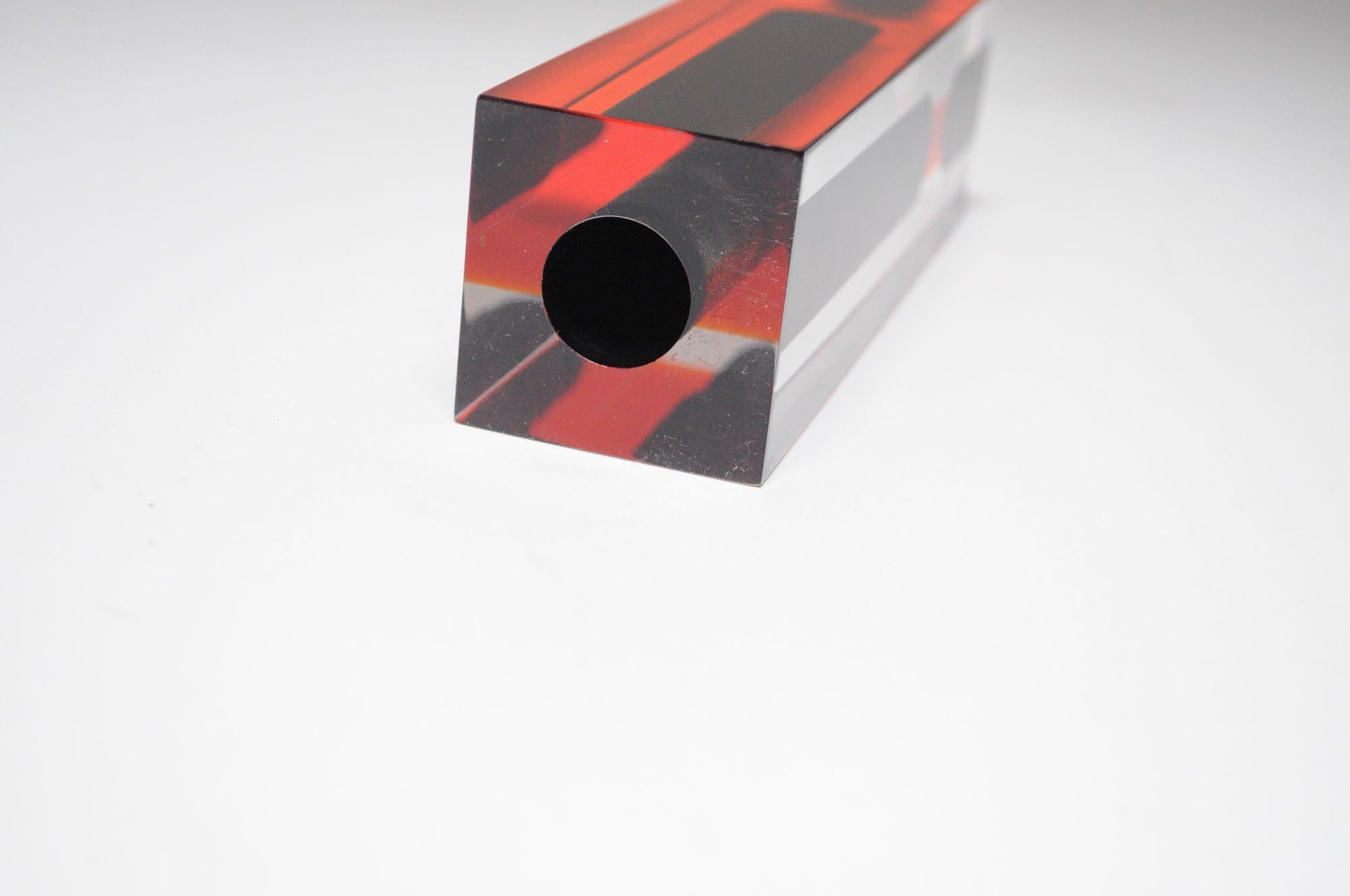 Solifloro / Jarrón de capullos de lucita naranja y negro moderno italiano según Luigi Massoni en venta 5