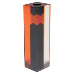 Italian Modern Orange and Black Lucite Soliflore / Bud Vase after Luigi Massoni