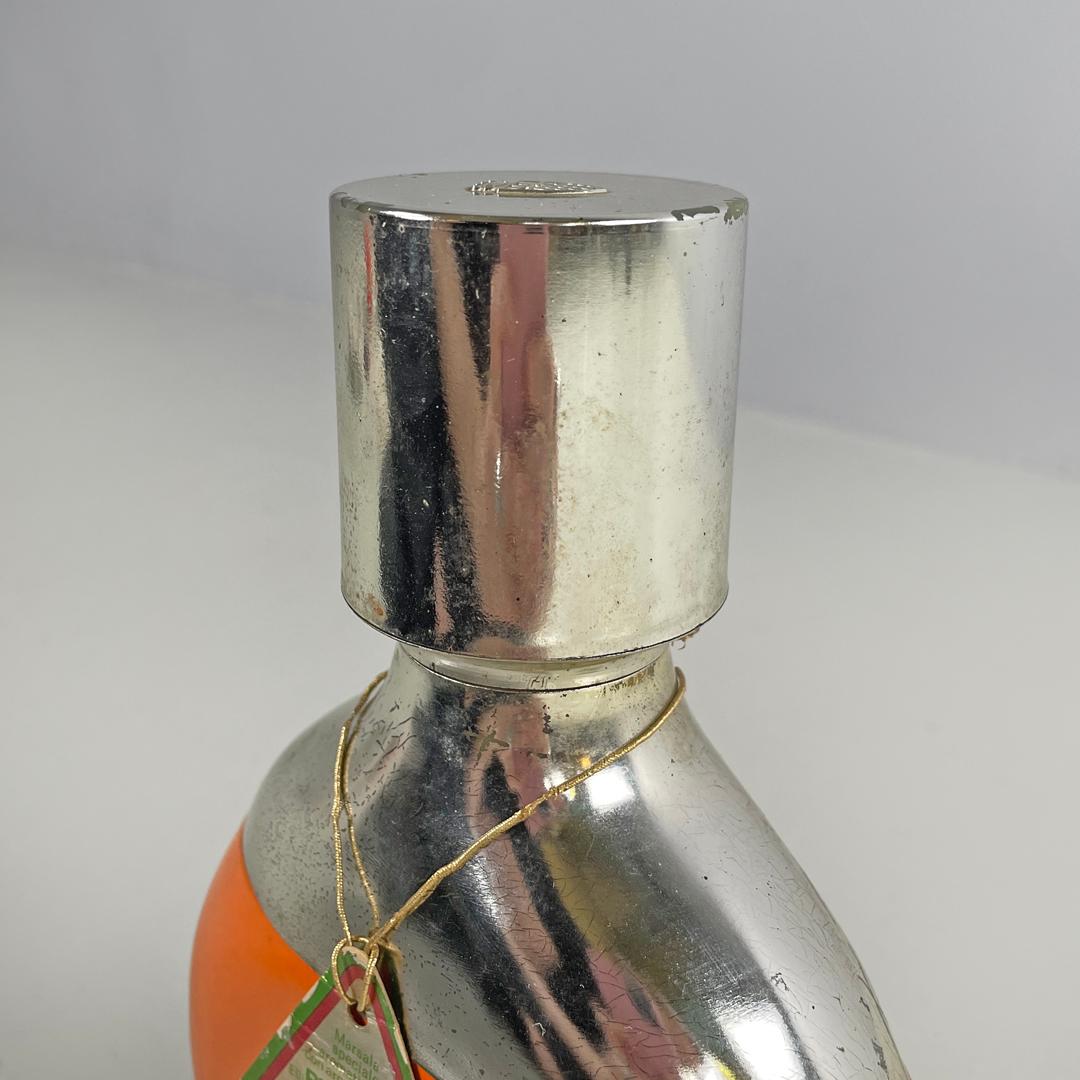 Italian modern orange and silver bottle Cremidea Amaretto by F.lli Beccaro 1970s 4