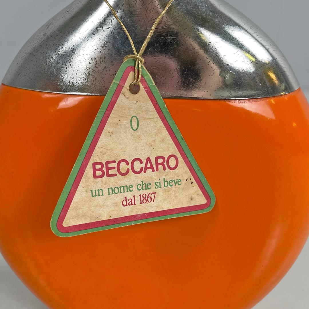 Italian modern orange and silver bottle Cremidea Amaretto by F.lli Beccaro 1970s 11